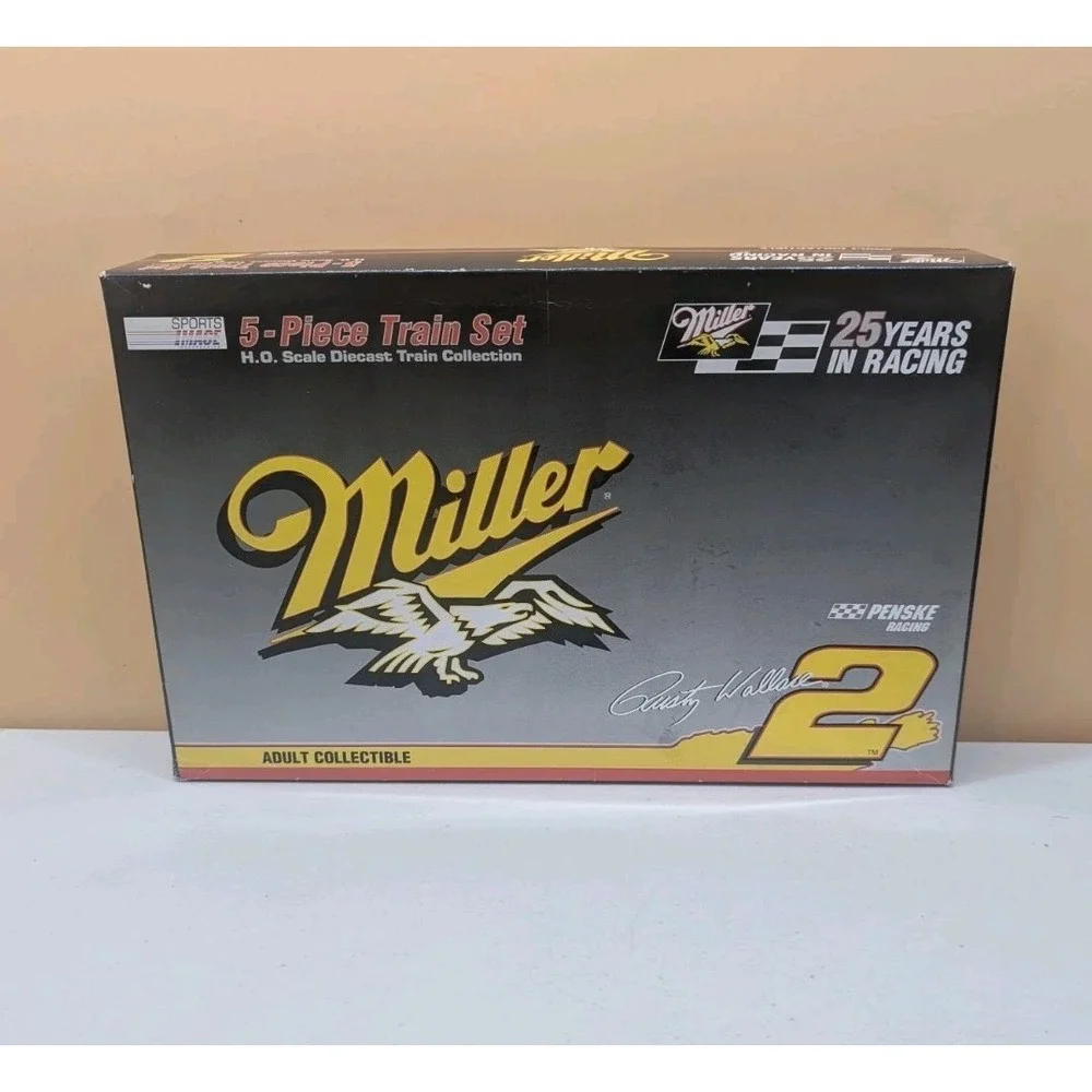 1996 Revell 5-Pc. H.O. Model Train Set Rusty Wallace #2 Penske Racing Miller